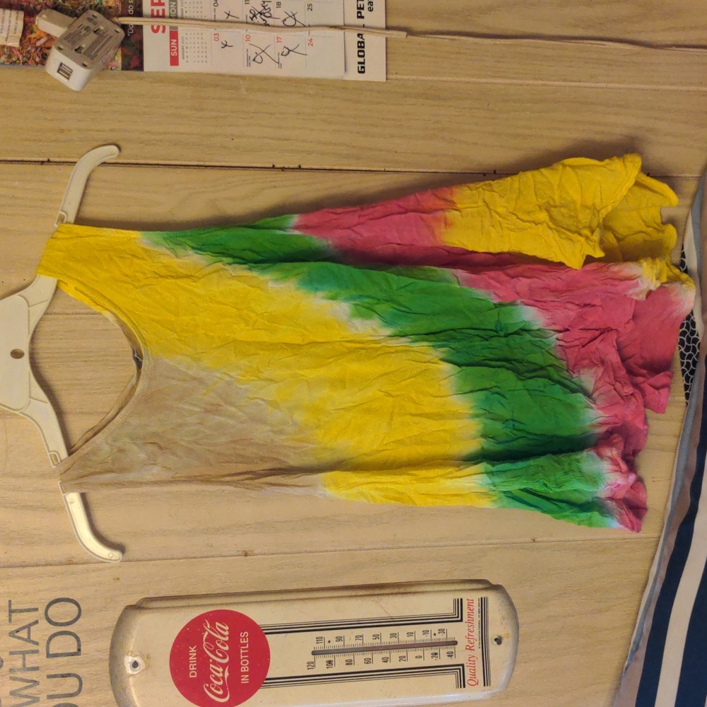 Free Size 100% Viscose Tank Top Multicolor Colorful Fun Shirt Vintage